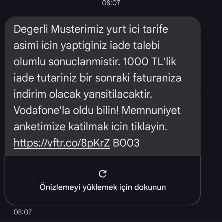 Vodafone Müşteri Hizmetlerinden Yanıltıcı Bilgilendirme