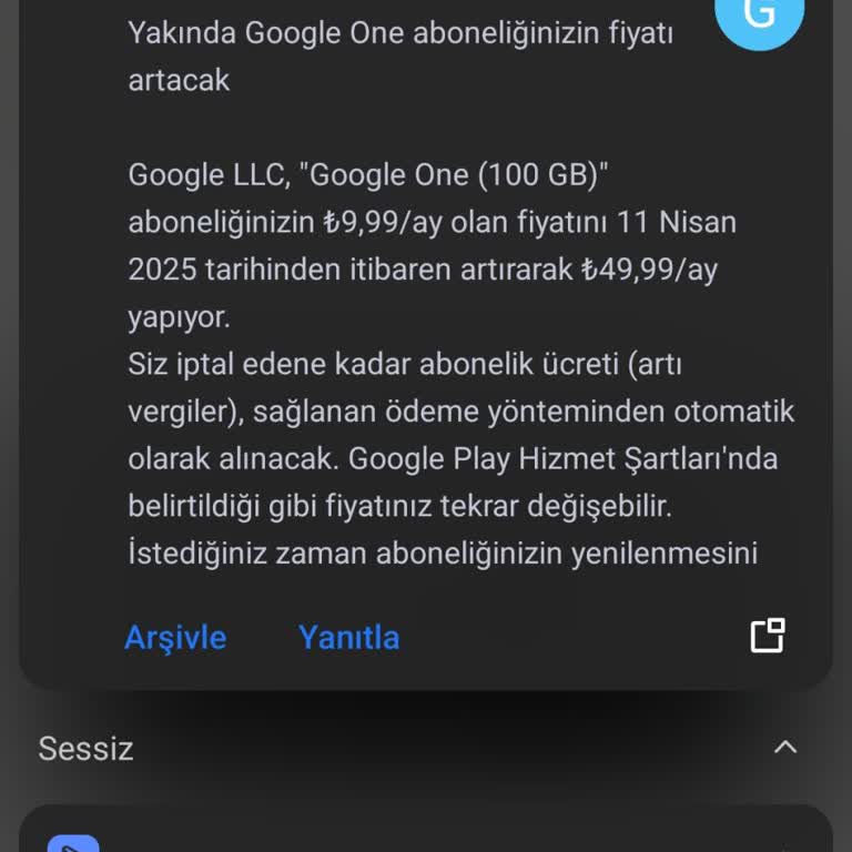 Google One Abonelik Ücretinde Şok Artış