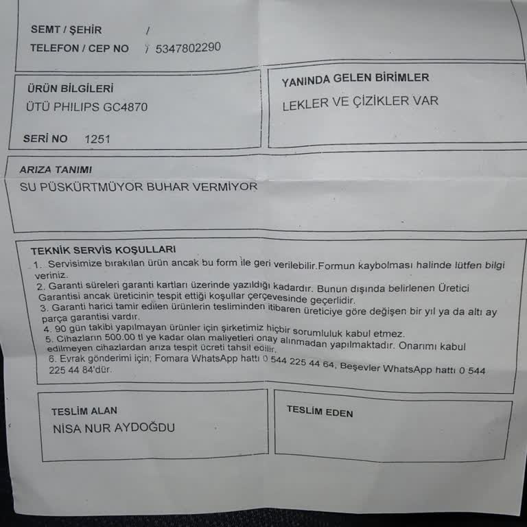 Yetkili Servis İletişim Sorunları Ve Geciken Tamir Süreci