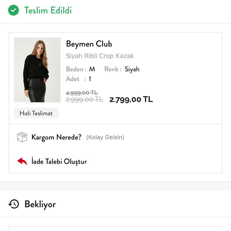 Beymen Club'dan Tedarik Edilemeyen Ürün Sorunu