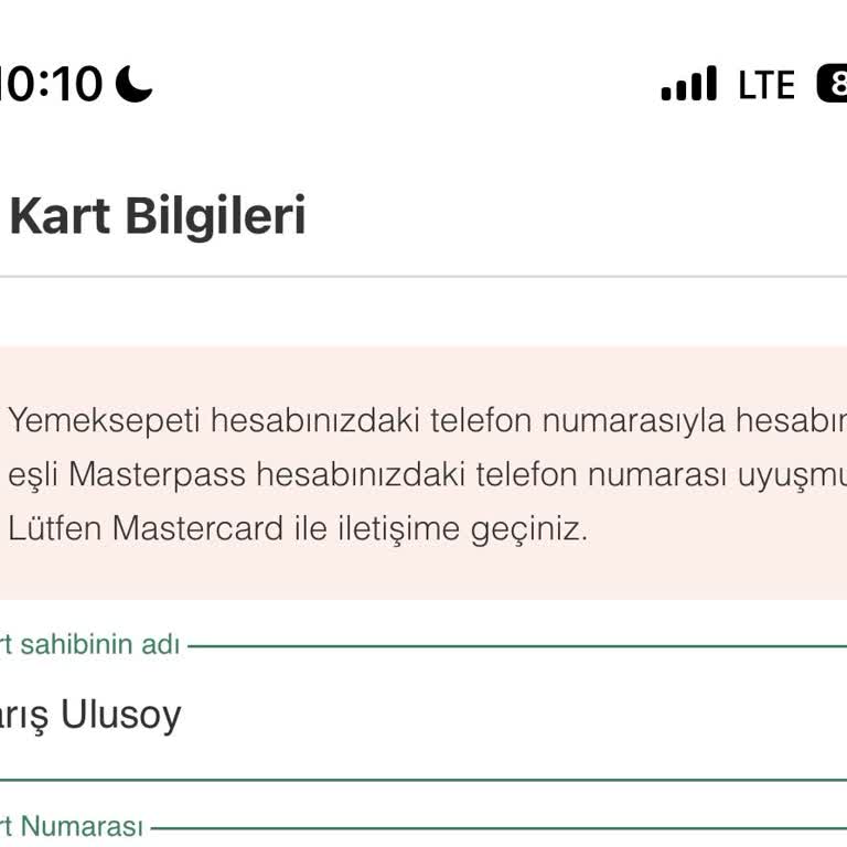 Yemeksepeti Ve Masterpass Numara Uyuşmazlığı