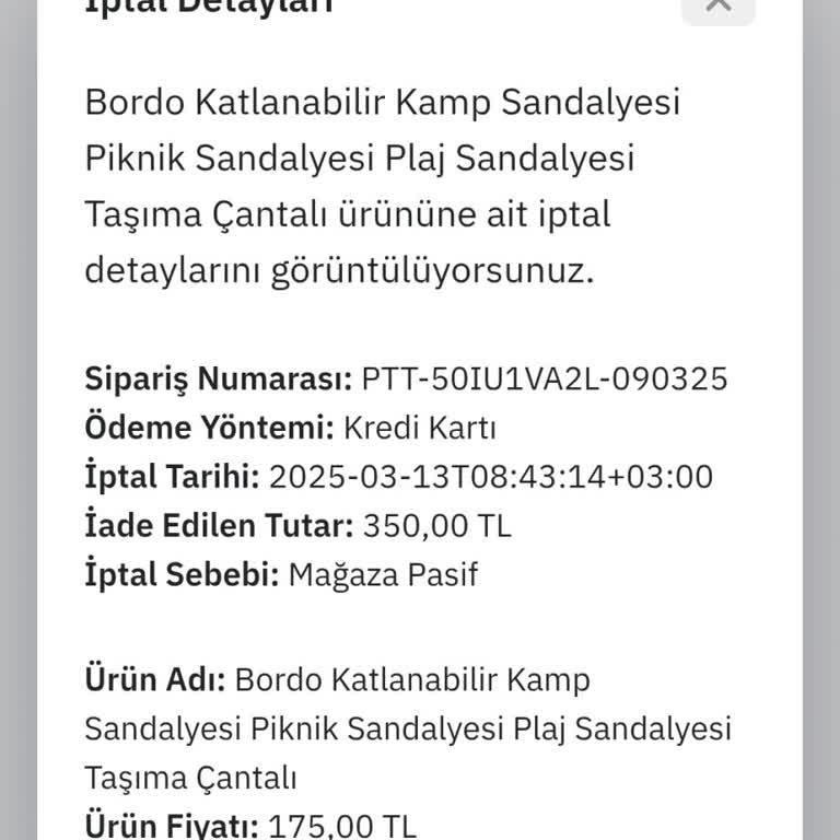 Epttavm'de İptal Edilen Sipariş Sorunu