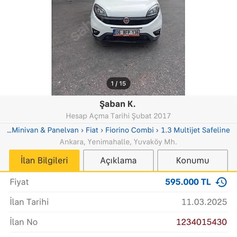 Yanlış Araç Modeli İlanı Ve Düzeltilemeyen Hata
