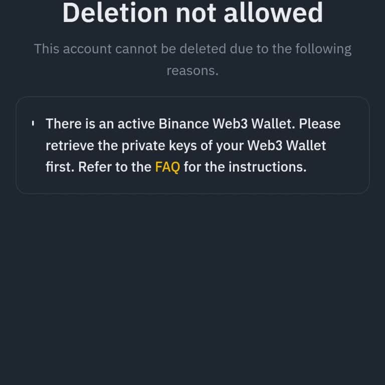 Unable to Delete Binance Account Due to Web3 Wallet