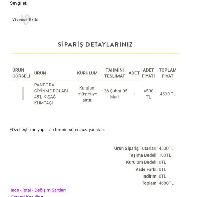 Vivense'den Beklenen Teslimat Sorunu