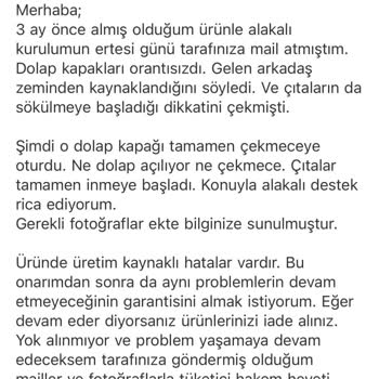 Kalitesiz Mobilya Ve Yetersiz Müşteri Hizmeti