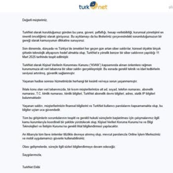 TurkNet'te Veri Güvenliği Tehlikesi