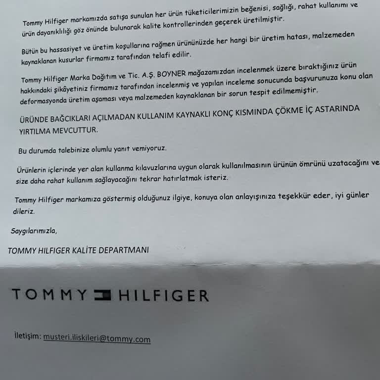 Tommy Hilfiger Ayakkabıda Yetersiz İnceleme Ve Müşteri Memnuniyetsizliği