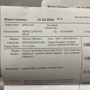 Casper Laptop Arızası Ve Müşteri Hizmetleri Çıkmazı