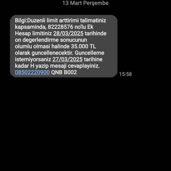 Yanlış SMS İle Limit Artışı Ve Hesap Kapatma Talebi