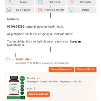 Trendyol Quality Life Ürün Şikayeti