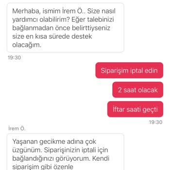 Yemeksepeti Siparişinde Gecikme Ve İade Sorunu