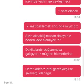 Yemeksepeti Siparişinde Gecikme Ve İade Sorunu