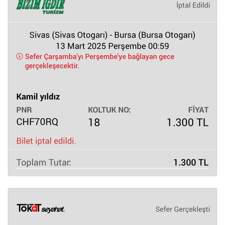Obilet Para İadesi Sorunu