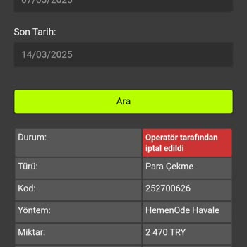Aviator Oyununda Kayıp Ve Red Edilen Çekim Talebi
