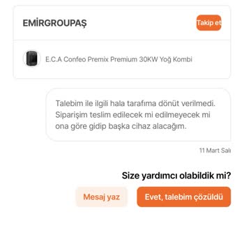 Teslim Edilmeyen Kombi Ve İletişim Sorunları