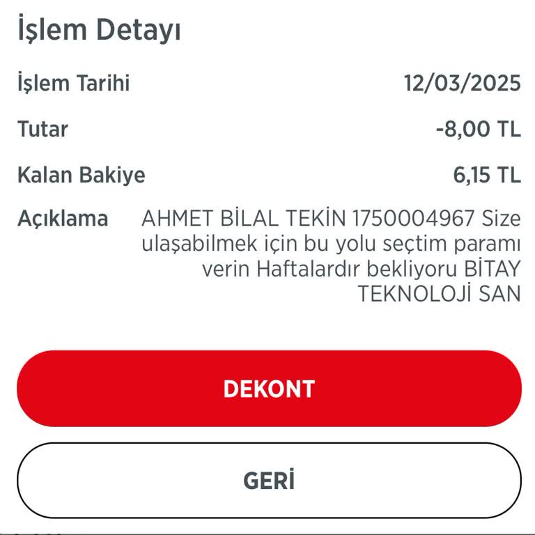 Gönderilen Para Cüzdana Yansımadı