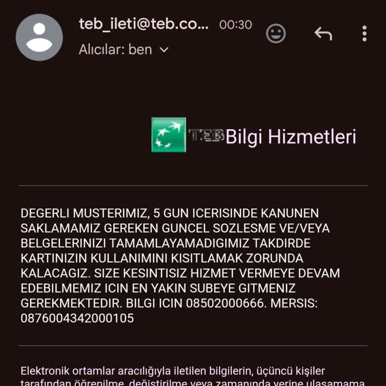 TEB Kredi Kartı Belgeleri Karmaşası