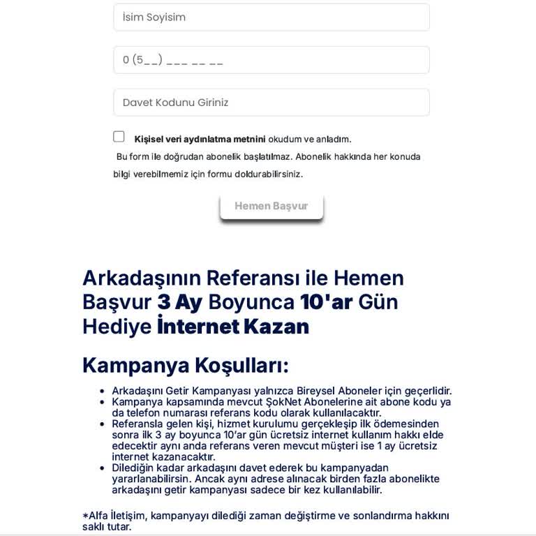 Alfa İletişim'in Kampanya Koşullarına Uymaması Ve Hizmet Kesintisi