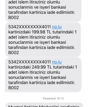 Ücret İadesi Ve Limit Sorunu