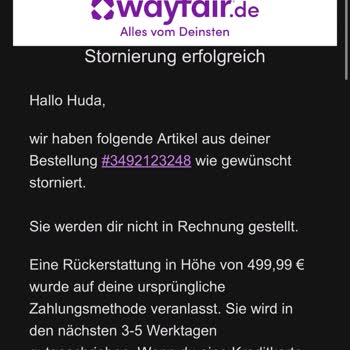 Seit 3 Monate warte ich auf Wayfair Rückerstattung