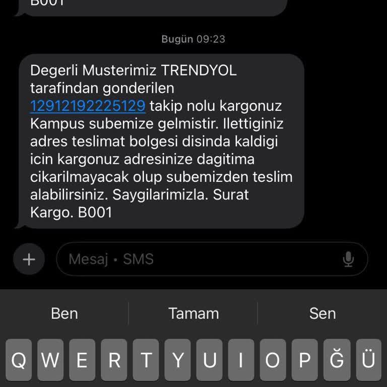 Sürat Kargo'nun Yanlış Şube Teslimatı Sorunu