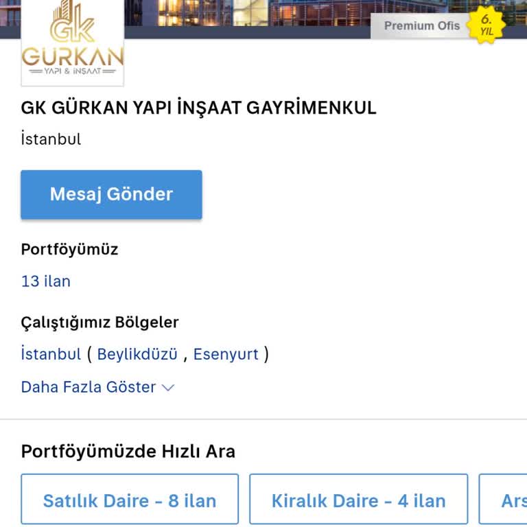 Gk Gürkan Gayrimenkul 'un Yanıltıcı İddiaları