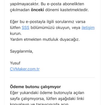 CV Maker Üyelik Ve Ödeme Sorunu
