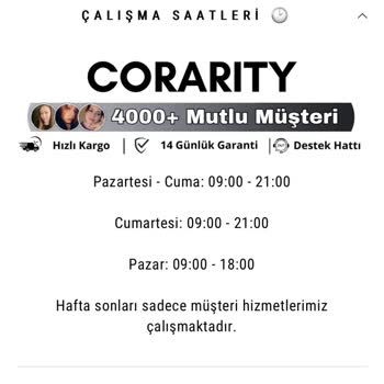 Corarity Çok Düşük Kalite Bir Ürün Geldi