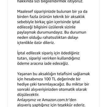 Amazon'dan Beklenmedik Sipariş İptali