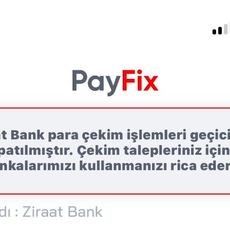Payfix Hesabımdaki Parayı Banka Hesabıma Çekememe Sorunu