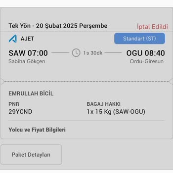 Uçuş İptali Sonrası Eksik Ücret İadesi