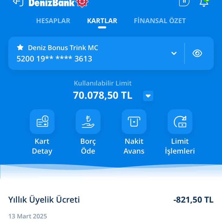 Denizbank'tan Haksız Üyelik Ücreti İadesi Reddedildi