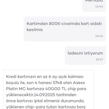 Akbank Axess Platin Kredi Kartı İşlem Bedeli Sorunu
