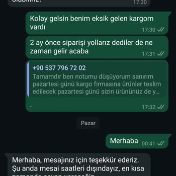 Kargoda Eksik Ürün Ve İletişim Sorunları