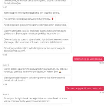 Yemeksepeti Canlı Destekte Yetersiz Yardım Ve Kalıplaşmış Cevaplar