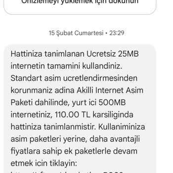 Vodafone İnternet Aşım Ücretlendirmesi Sorunu