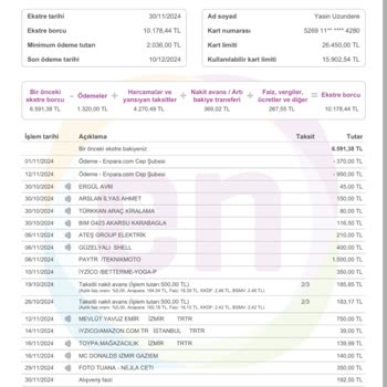 Kredi Kartımdan Bilgim Dışında Yapılan Çekim