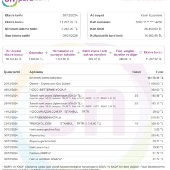 Kredi Kartımdan Bilgim Dışında Yapılan Çekim