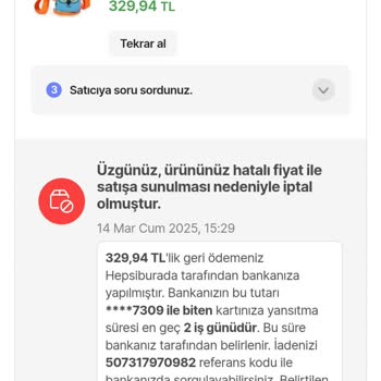 İndirimli Ürün Siparişim İptal Edildi!