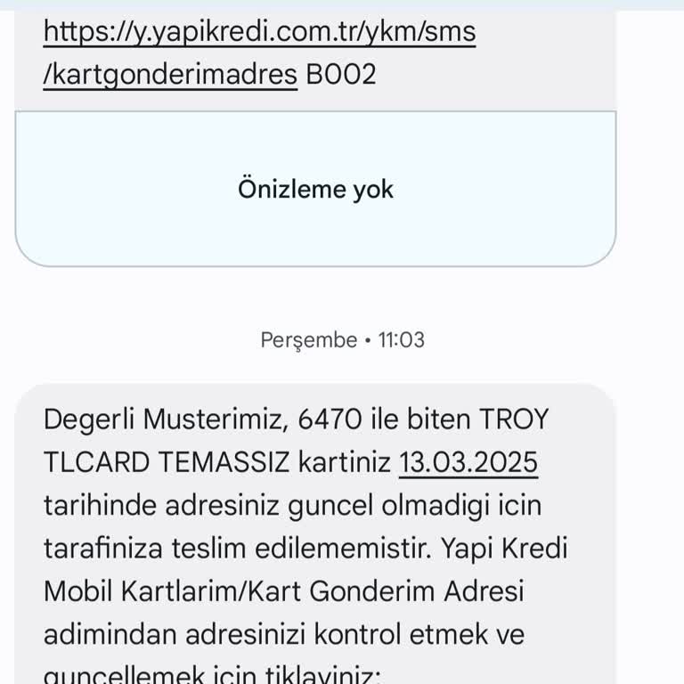 Banka Kartımın Teslim Edilmemesi Ve İletişim Sorunları