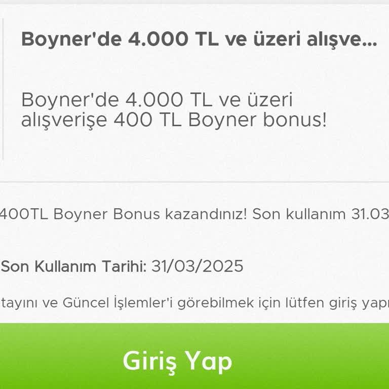 Boyner'de Kazanılan Bonus Kullanılamıyor