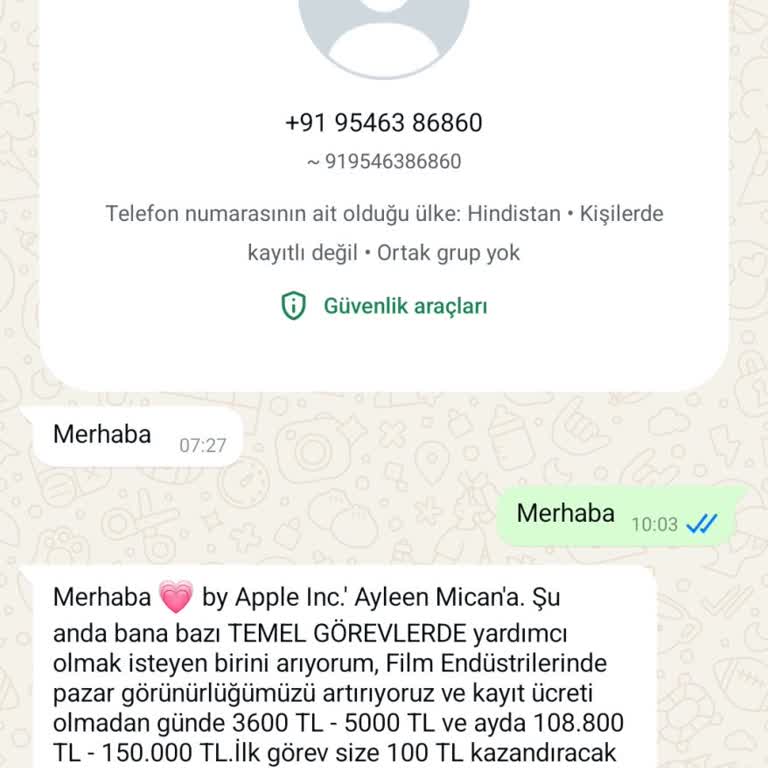 Yabancı Numaradan Gelen Mesaj Ve Güvenlik Endişesi