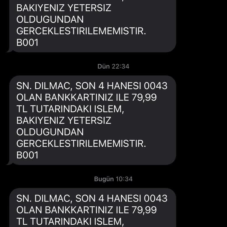 Yanlışlıkla Gönderilen Banka Kartı İşlemi Bildirimleri