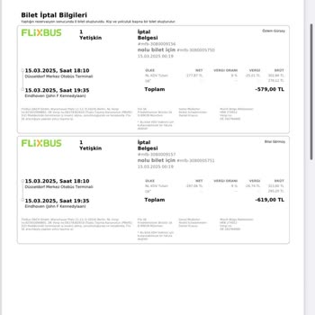 Beschwerde über nicht erstatteten Ticketpreis bei Kamil Koç