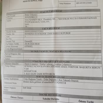 A101 Mağazasından Alınan Şarjlı Süpürgenin İade Sürecinde Yaşanan Sorunlar