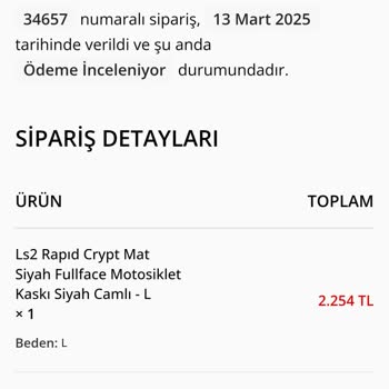 Kask Siparişinde Teslimat Sorunu