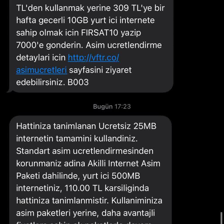 Vodafone İnternet Aşımı Ve Hatalı Fatura Sorunu