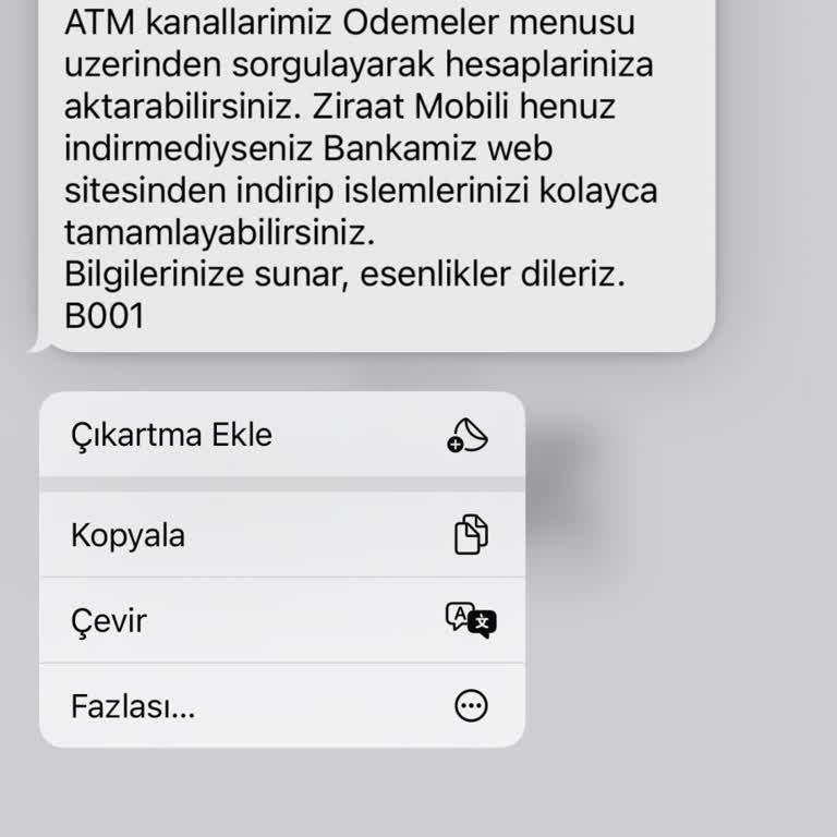 Ziraat Bankası'ndan Gelen Mesaj Ve Ulaşılamayan Müşteri Hizmetleri