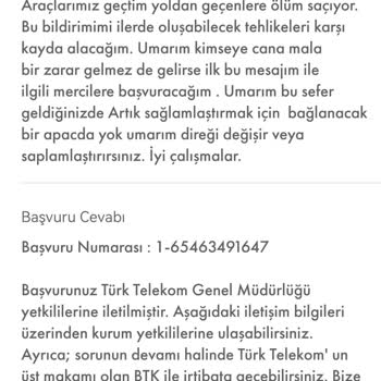 Tehlike Saçan Telekom Direği İçin Acil Çözüm Talebi